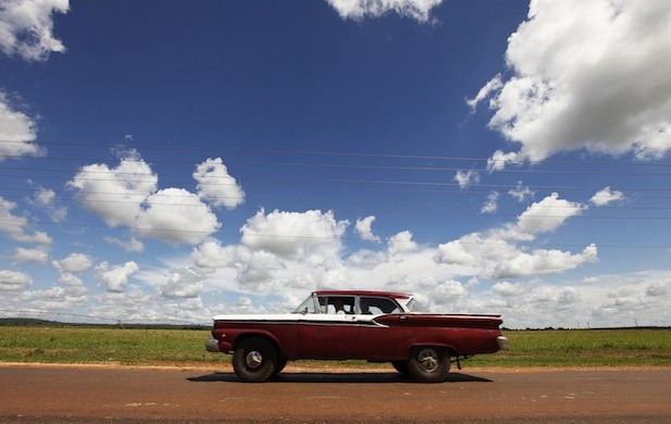 Vintage car on Cuban road REUTERS Desmond Boylan