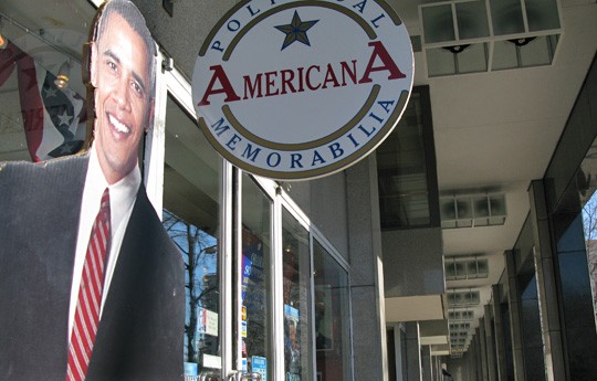 Cardboard cutout of Barack Obama