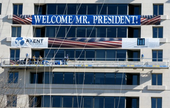 Welcome President Obama sign