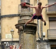 Running of the bulls in Pamplona for San Fermin Festival